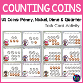 Counting Money Task Cards - Identifying and Adding Coins