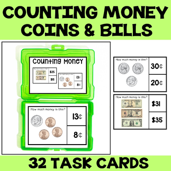 Preview of Counting Money Task Cards, Money Activities, Counting Money Centers