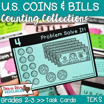 Preview of Counting Money: U.S. Coins and Bills | Third Grade Money | Math Task Cards