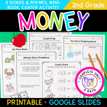 Preview of Counting Money & Word Problems 2nd Grade Math Worksheets Activities Add 2.MD.C.8