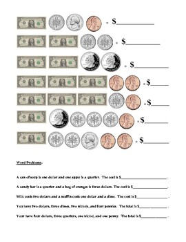 counting money worksheet with detailed answer key by debbies den