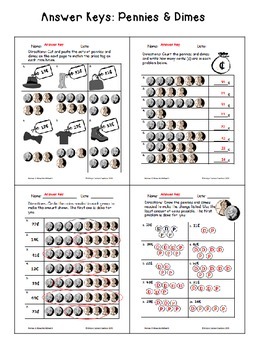 Counting Money Worksheets: Adding Pennies & Dimes by Kristy's Custom