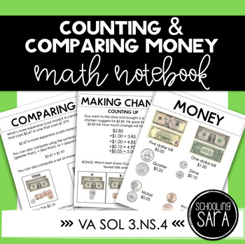 Preview of Counting Money and Making Change Math Notebook | VA SOL 3.6 | Print & Digital