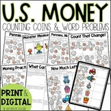 Counting Money and Money Word Problems Worksheets, Activit