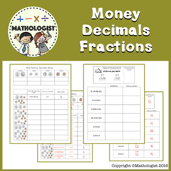 Preview of Counting Money as Decimals and Fractions