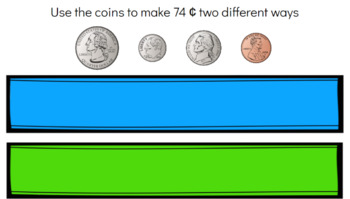 Preview of Counting Money up to $1.00- Google Slides