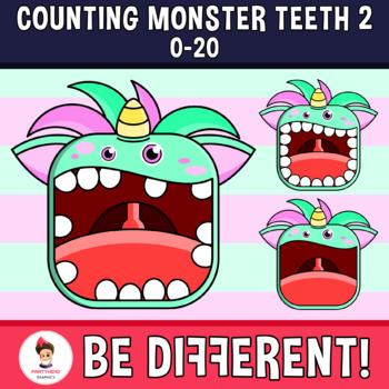 Preview of Counting Monster Teeth 2 Clipart (0-20) Dental Health Month Basic Operations