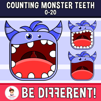 Preview of Counting Monster Teeth Clipart 0-20 Dental Health Month February Math