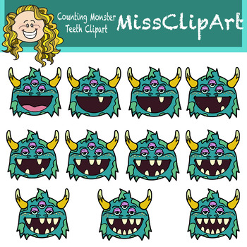 Preview of Counting Monster Teeth (Color and B&W){MissClipArt}