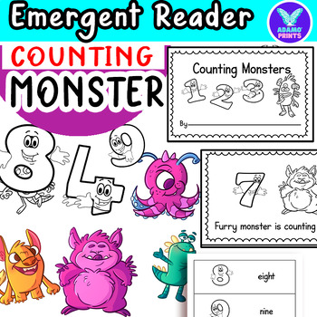 Preview of Counting Monsters - Emergent Reader Kindergarten & First Grade Mini Books