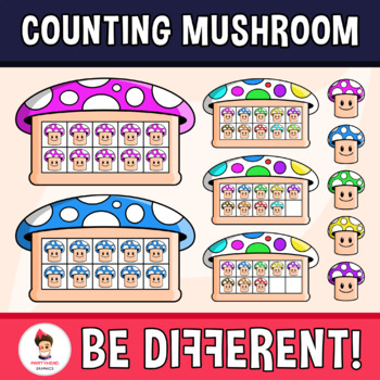 Preview of Counting Mushroom Clipart Math Frames Basic Operations Nature