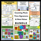 Counting Music Time Signatures & Note Values BUNDLE with No Prep