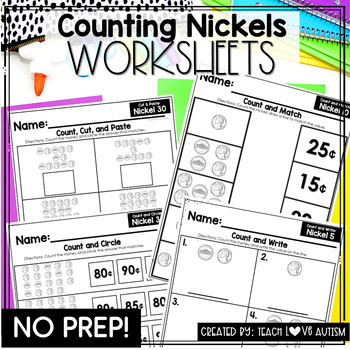 Preview of Counting Nickels Worksheets | Money Counting | U.S. Coins