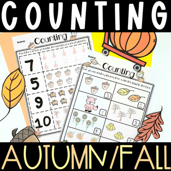 Preview of Counting Worksheets for Kindergarten Fall Autumn One to One Correspondence