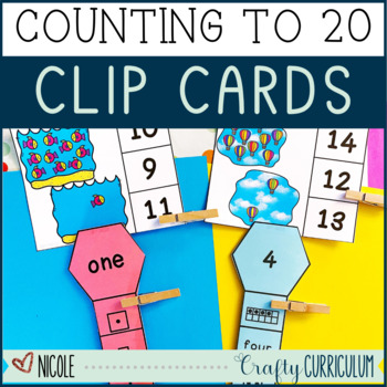 Preview of Counting Numbers 0-20 Activities, Clip Cards, Preschool, Kindergarten 