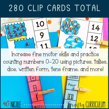 Counting Numbers 0-20 Activities, Clip Cards, Preschool, Kindergarten