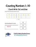 Counting Numbers 1-10: Count, Write, Cut & Glue