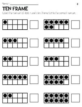 Counting Numbers 1-10 with Ten Frame Objects Worksheets by Owl School ...