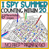 I Spy Summer Math Review Counting Numbers 1 to 20 Worksheets  