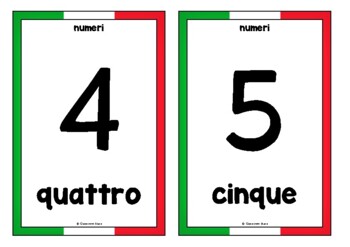 NUMBERS ITALIAN FLASH CARDS, Italian flashcards numbers