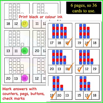 Math Activity Counting Block Patterns Numbers 11-20 by Aussie Waves