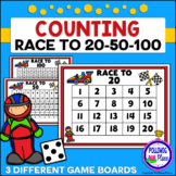 Counting Numbers Game: Race to 20, 50, or 100 - Race Cars