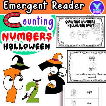 Preview of Counting Numbers Halloween Math Emergent Reader Kindergarten ELA Activities