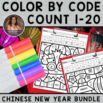 Preview of Counting Objects 1-20 | Lunar New Year Color by Code Bundle