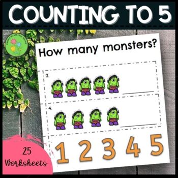 Preview of Counting to 5 Worksheets - Kindergarten Math for Back to School