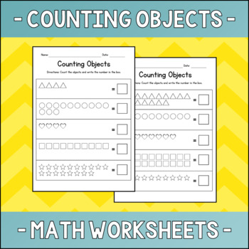 Preview of Counting Objects Math Worksheets - Numbers Practice (1-20) - Count and Write