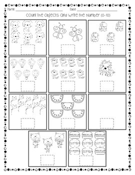 counting objects writing numbers printables or assessments distance