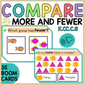 Preview of Counting Objects to 10 More Or Less BOOM CARDS™ K.CC.C.6 Math Centers