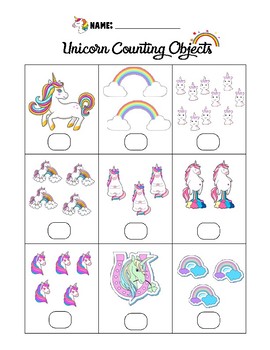 counting objects to 10 unicorn worksheet by marvis teaching tpt