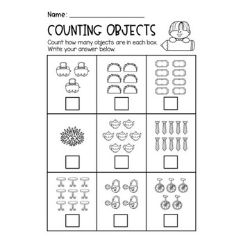 Counting Objects to 10 Worksheets l Counting to 10 by ShineJasmine