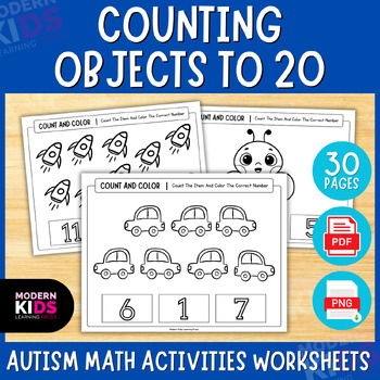 Preview of Counting Objects to 20 - Autism Math Activities Worksheet