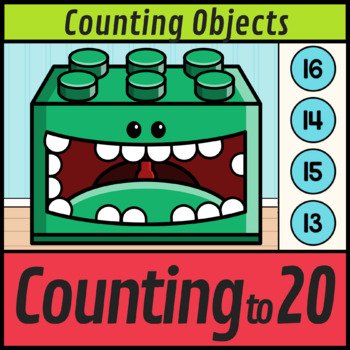 Preview of Counting Objects to 20 Building Brick Teeth |  Math Boom Cards