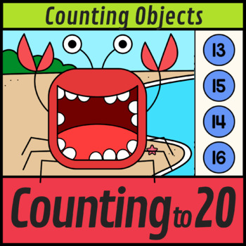 Preview of Counting Objects to 20 Crab Teeth | Summer Boom Cards Distance Learning