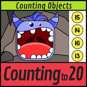 Preview of Counting Objects to 20 Monster Teeth |  Boom Cards Distance Learning