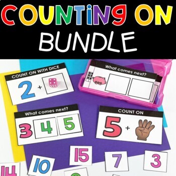 Preview of Counting On Kindergarten Math Addition and Number Activities Task Cards Bundle
