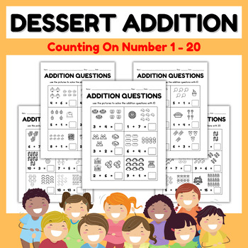 Preview of Counting On Number 1-20 l Math Dessert Addition Practice worksheets with picture