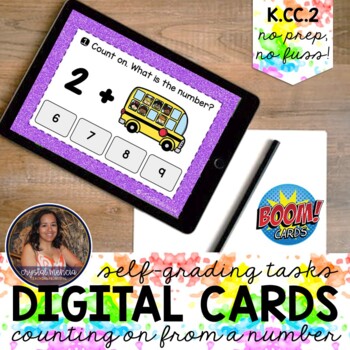 Preview of Counting On With Sums 1-20 Bus Kids Boom Cards™ | Digital Task Cards