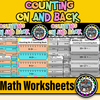 Preview of Counting On and Back to Add and Subtract | Counting Number Line Worksheets