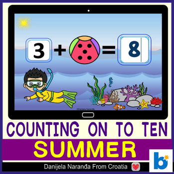 Preview of Counting On up to 10 Dice Summer End Of Year Game MATH Boom™ Cards
