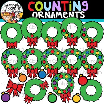 Preview of Counting Ornaments on a Wreath Clipart {Christmas Clipart}
