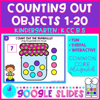 Preview of Counting Out Objects to 20 - Google Slides Kindergarten Math Distance Learning