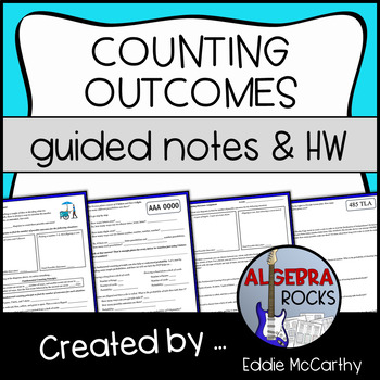 Preview of Counting Outcomes and the Fundamental Counting Principle Guided Notes & Homework
