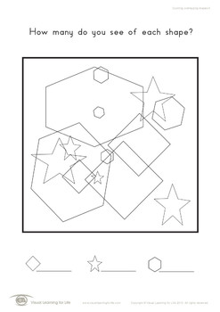 counting overlapping shapes visual perception worksheets tpt