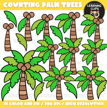 Preview of Counting Palm Trees Clipart {Learning Clips Clipart}