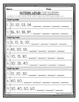 Counting Patterns Within 100 and 1,000- Differentiated Worksheets