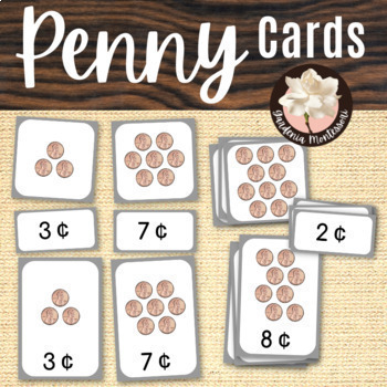 Preview of Counting Pennies Coin Flash Cards - Montessori Money Counting Coins Penny Cards